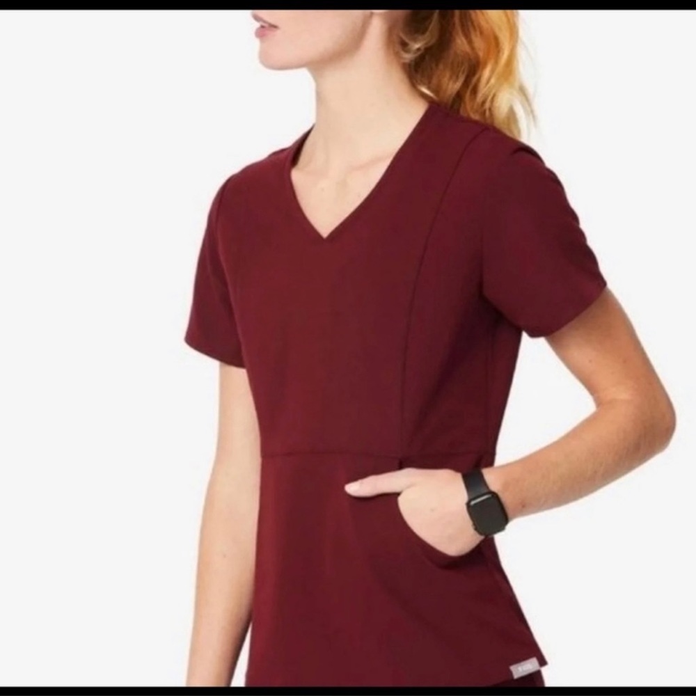 Women Figs SET=Burgundy Zamora Jogger XXS+ Aburi Top XXS
